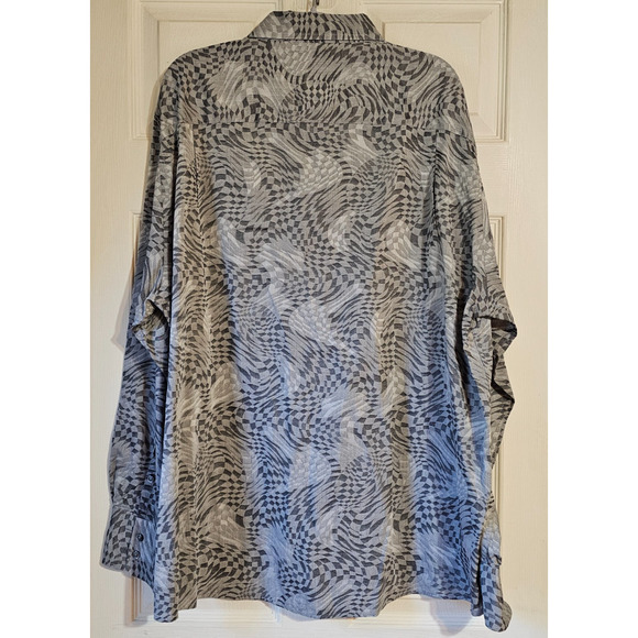 Perry Ellis Men’s XXL Long Sleeve Shirt Gray Geometric Abstract 100% Cotton - Picture 2 of 11